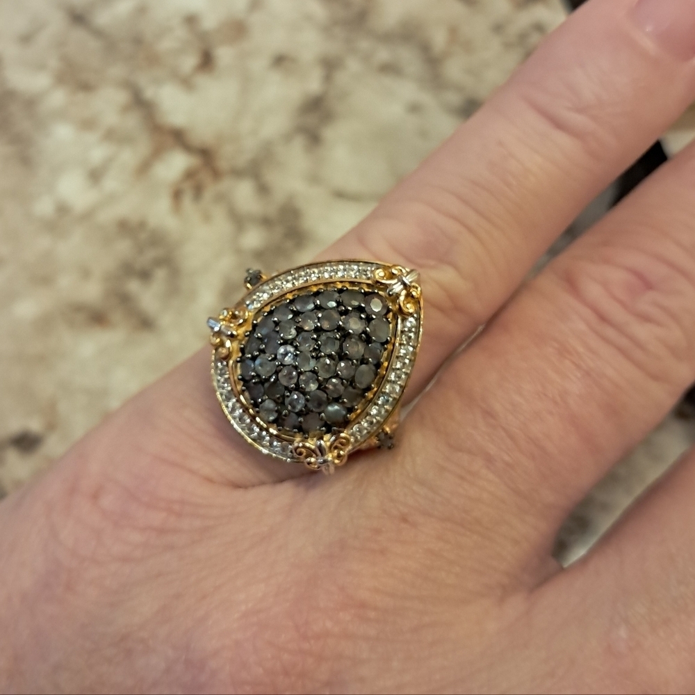 Narsipatnam Alexandrite and White Zircon Vintage Style Cluster Ring - Picture 5 of 7